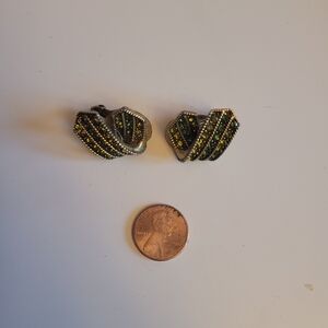 Elegant Green and Silver Women's Earrings